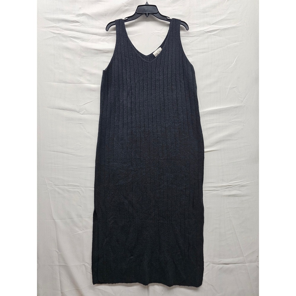 Universal Thread Womens Ribbed V-Neck Midi‎ Dress Black Cotton Blend Size XXL